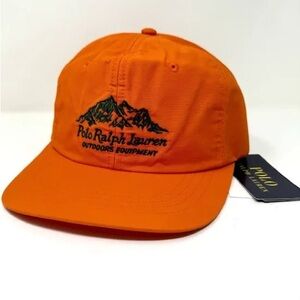 Ralph Lauren Orange Baseball Cap with Gold Logo Tag